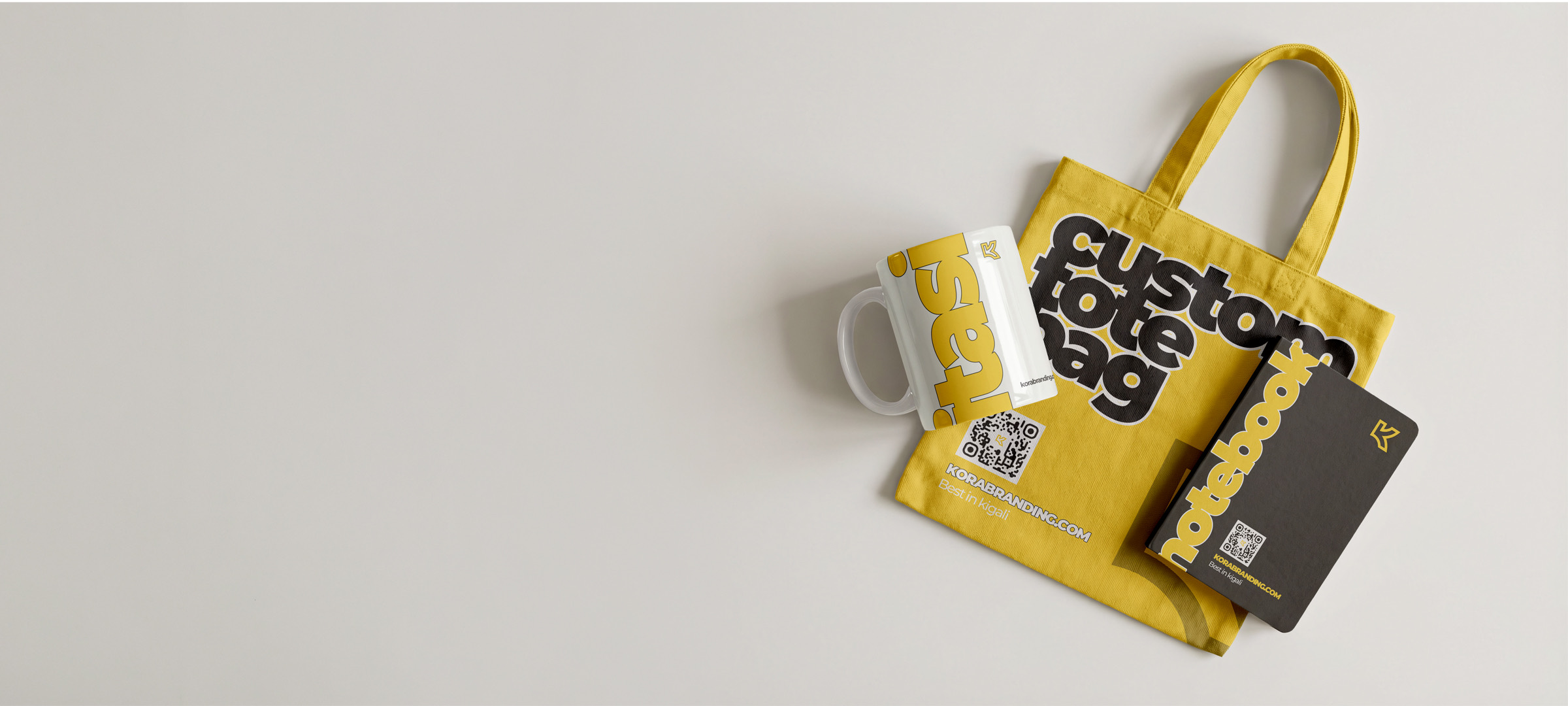 Kora Branding printing studio in Kigali - large-format printing, apparel and promotional items